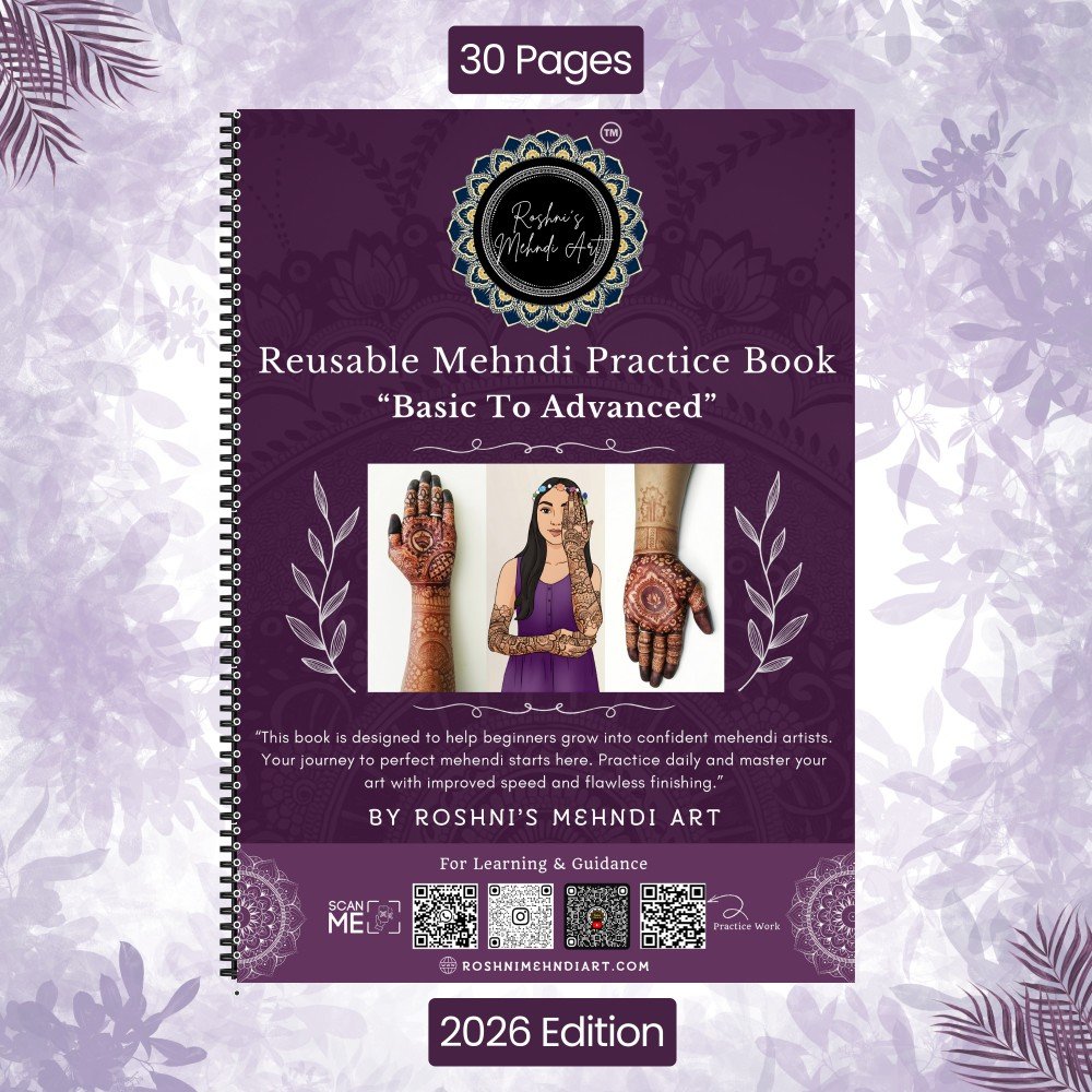 Reusable Mehndi Practice Book 30 Laminated Pages – A4 Size Henna Practice Sheets - Basic to Advanced
