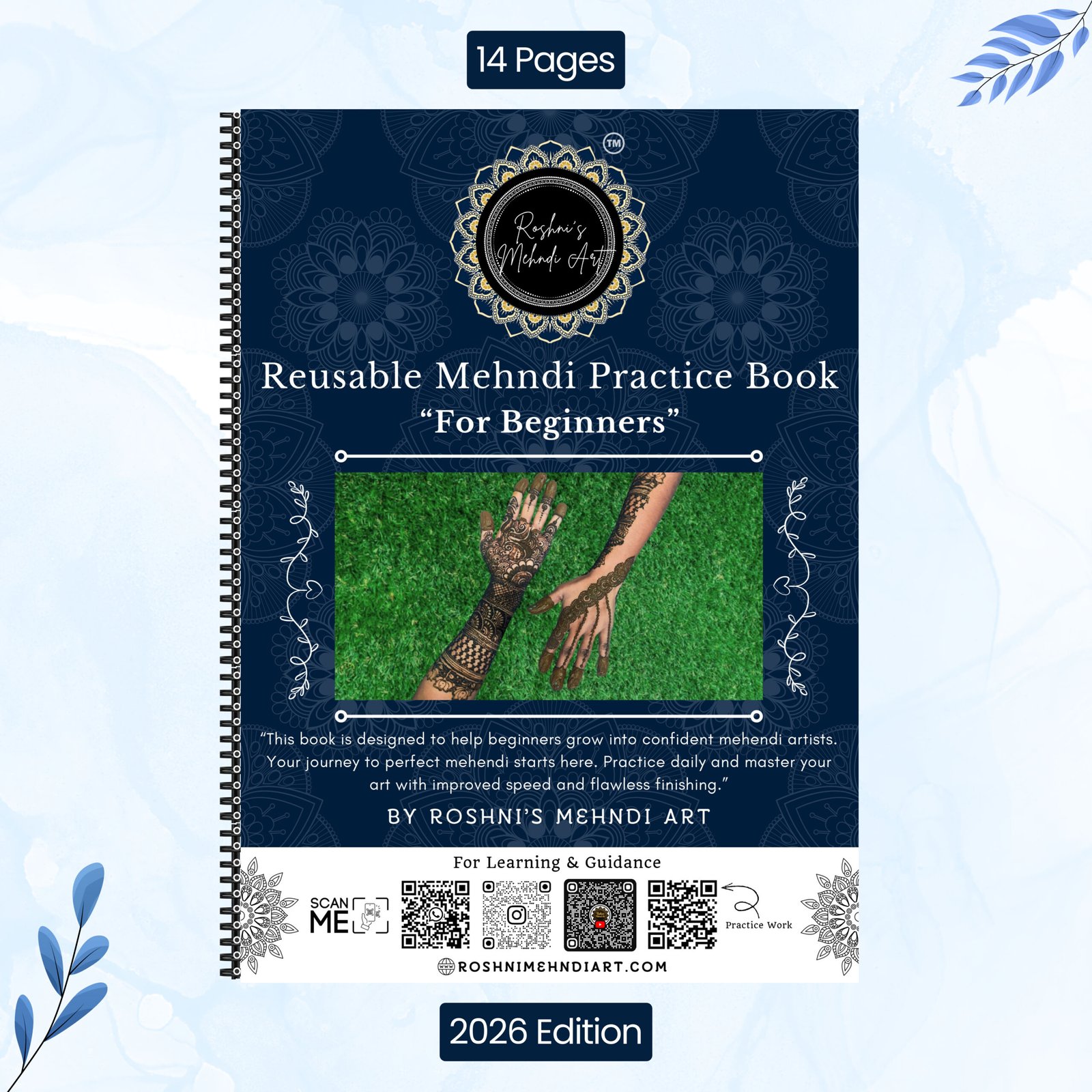 Reusable Mehndi Practice Book for Beginners by Roshni's Mehndi Art